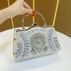 Pu Leather Large Capacity Evening Bag With Sparkling Embellishments For Formal Occasions