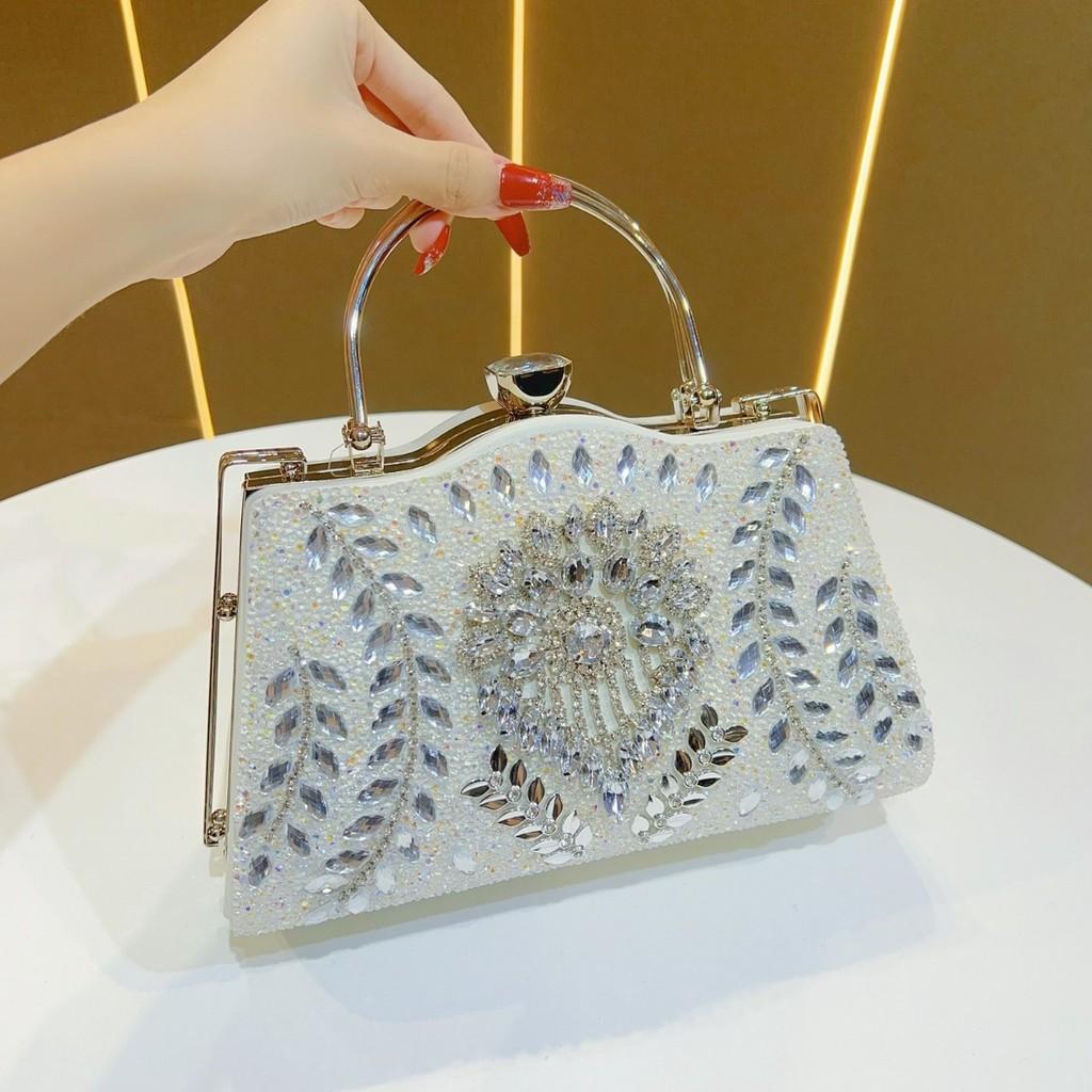 Pu Leather Large Capacity Evening Bag With Sparkling Embellishments For Formal Occasions