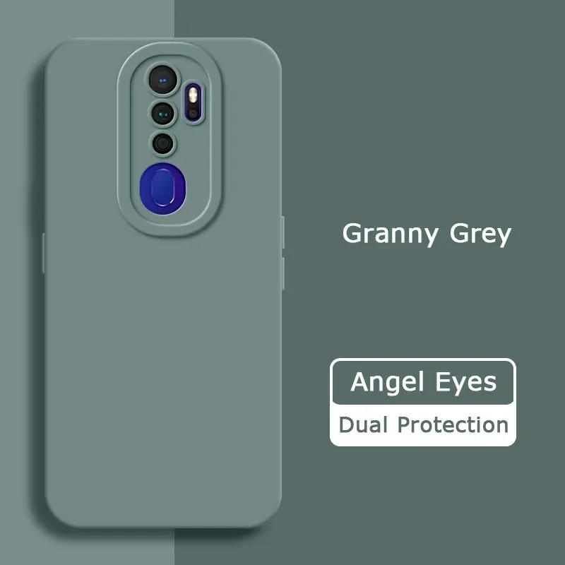 Angel Eyes Square Liquid Silicone Phone Case for OPPO A5 A9 2020 A11 A11X Camera Protective Soft Shockproof Back Cover Armor Bag