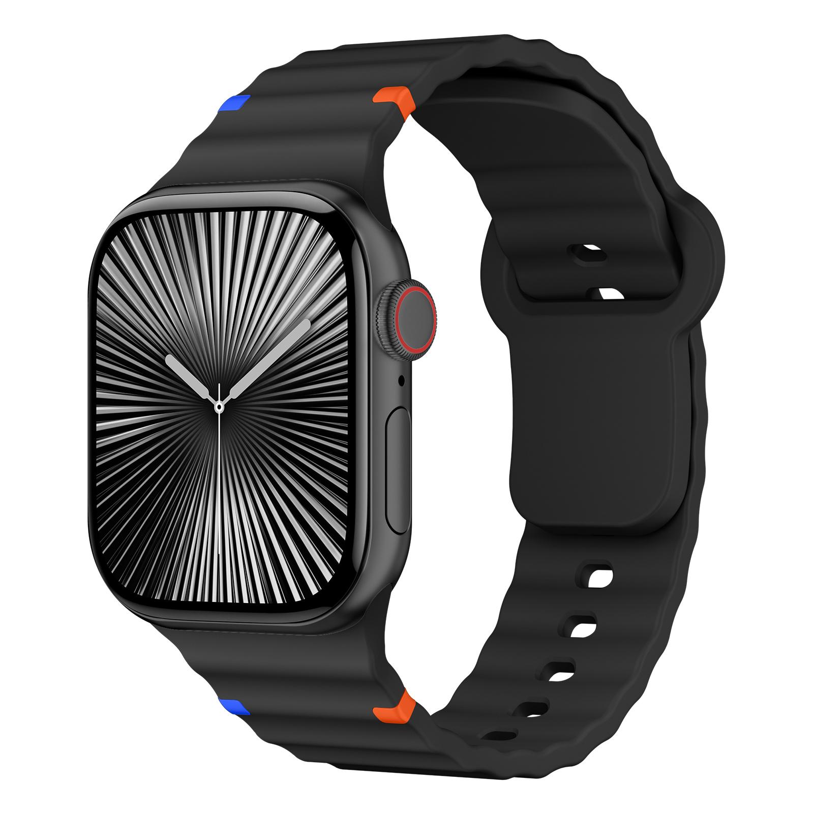 

Silicone Straps for Apple watch Band 44mm 40mm 49mm 45mm 46mm 42mm 38mm 41mm correa Sport Bracelet iWatch Series 10 SE 9 Ultra 2 S10 46-42 44 45 49mm чорний