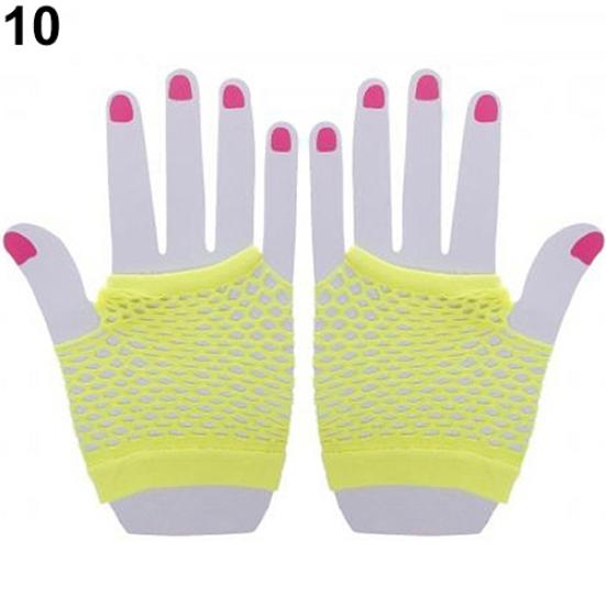 Lady Elastic Dance Costume Dance Party Fingerless Fishnet Mesh Hollow Gloves