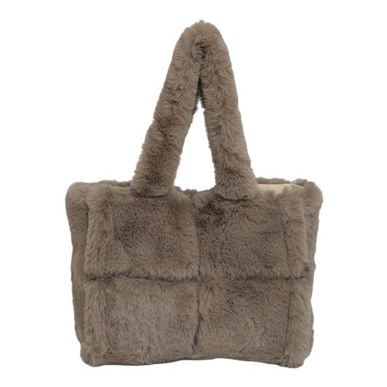 

Пушистая сумка через плечо Женская плюшевая сумка Пушистая сумка-тоут Большой вместимости Меховой кошелек для повседневных дел, свиданий, путешествий, поездок на работу кофейный