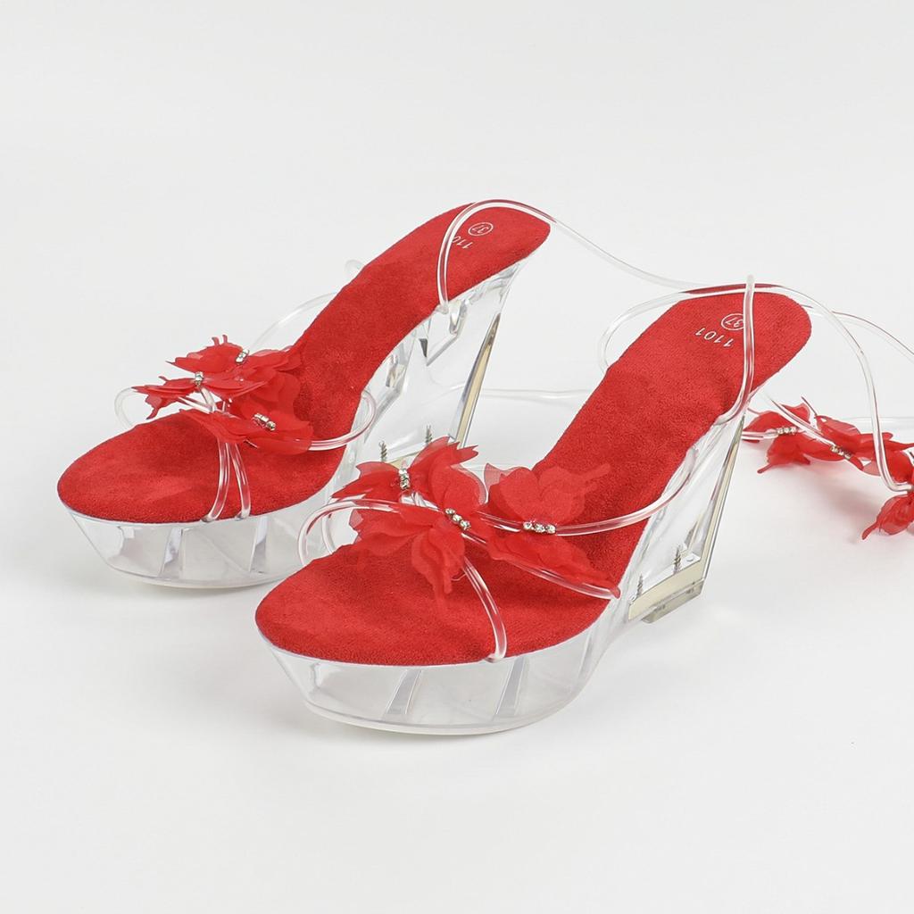 Fashion 11CM Wedge Heels Nightclub High Heels, Trendy Car Model Women's Shoes Catwalk Pole Dancing Shoes Crystal Soles