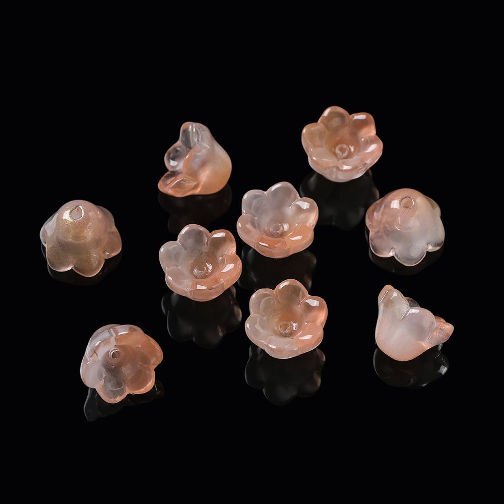20pcs Colorful Lily of The Valley Flower Shape Bead 12x11mm Lampwork Glass Loose Beads for DIY Craft Jewelry Making Accessories