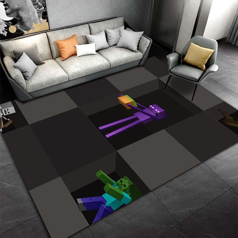 "Pixel Art Style Carpet with Purple Character and Dark Theme" Suitable for use as an anti-slip for living room bedroom sofas