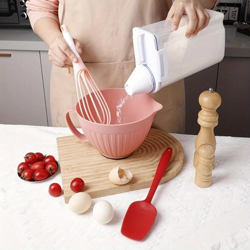 V Shaped Diversion Design Baking Mixing Bowl Large Capacity Long Handle Egg Beating Bowl Multipurpose Space Saving Serving Bowl