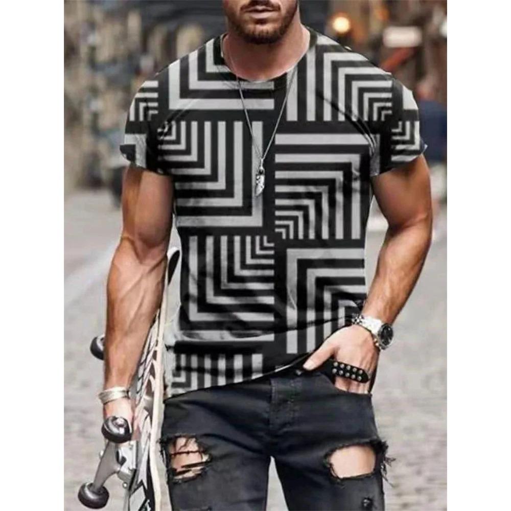 New Hot Sell Men's T-Shirt 3D Vintage Print T Shirts Summer Round Neck Cool Oversize Muscle Streetwear Clothing T Shirt Tops