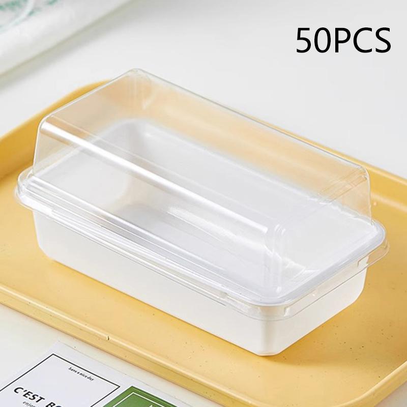 

10/50 шт. Упаковочная коробка для сэндвичей, упаковка для сэндвичей и бургеров, коробка для выпечки, пикника, одноразовая пластиковая коробка для завтрака 50PCS