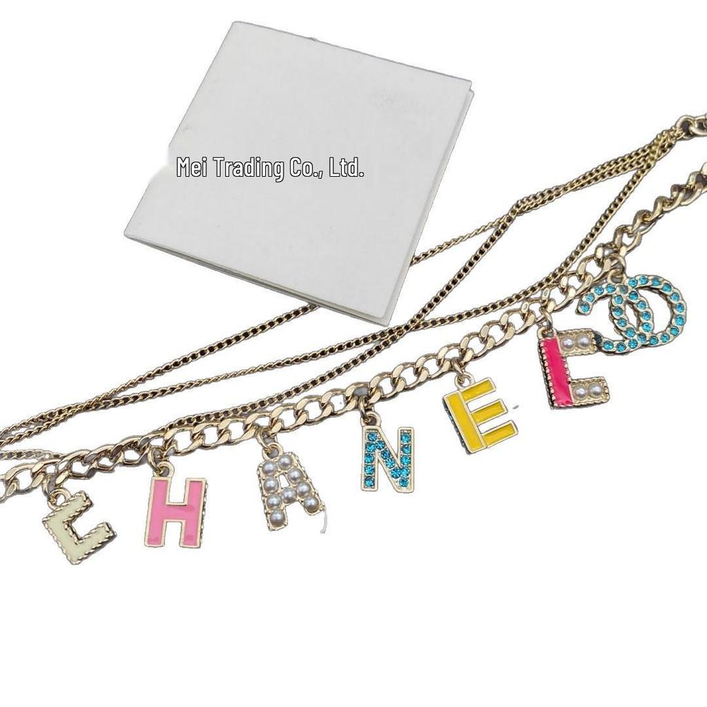 Seiko Double C Layered Necklace & Colored Diamond Bracelet Set for Women