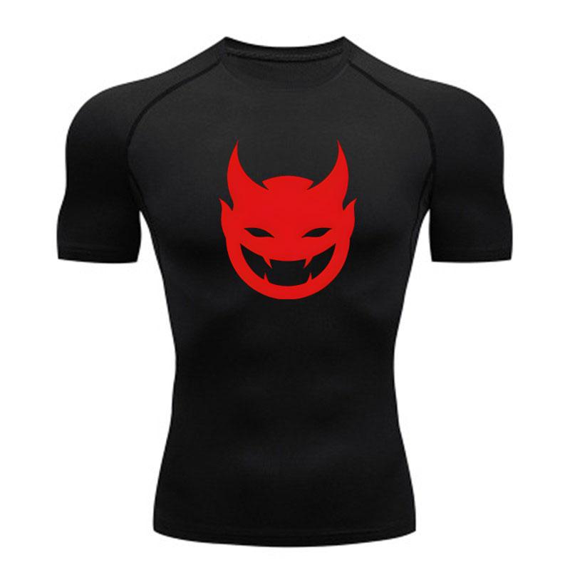 Men's Compression Fitness Athletic T-Shirt, Red Demon Devil