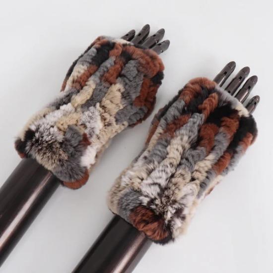 New Arrival Female Natural Rabbit Fur Gloves Knitted Warm Real Rex Rabbit Fur Mittens Women Winter Outdoor Rex Rabbit Fur Gloves