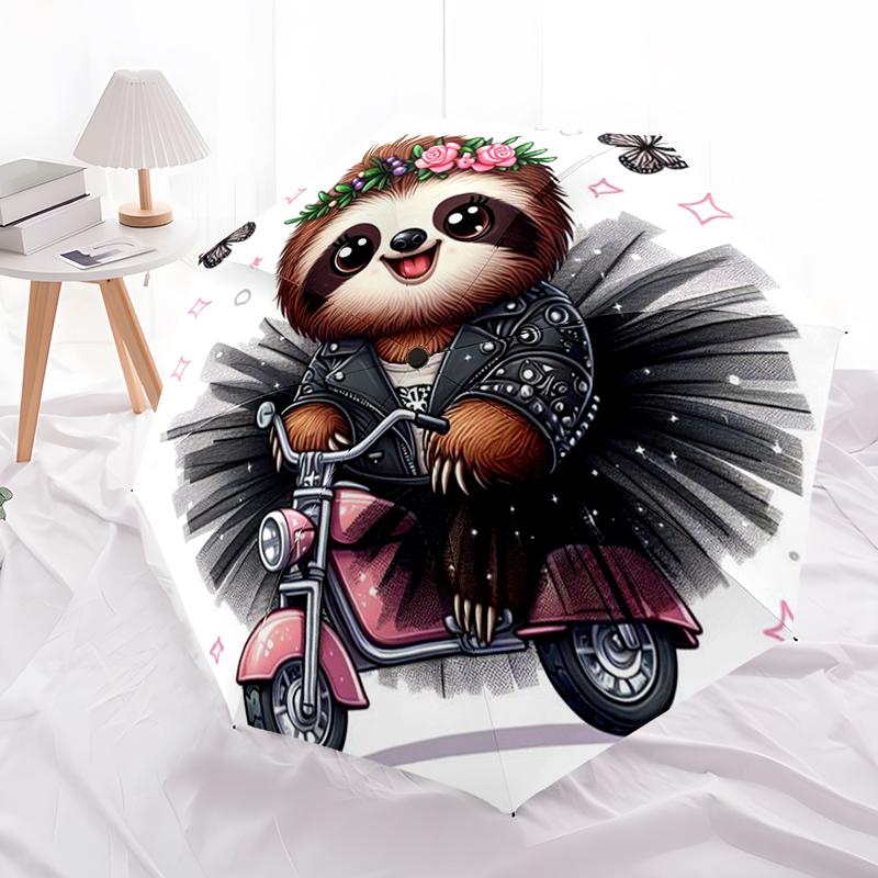 Cartoon Sloths Umbrella, Lightweight & Portable, 8-Rib Iron Frame, Perfect for Outdoor Travel, Home Accessory, Christmas Gifts