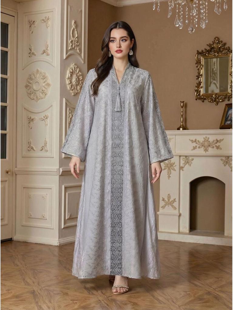 Elegant Embroidered Muslim Women's Dubai Long Dress