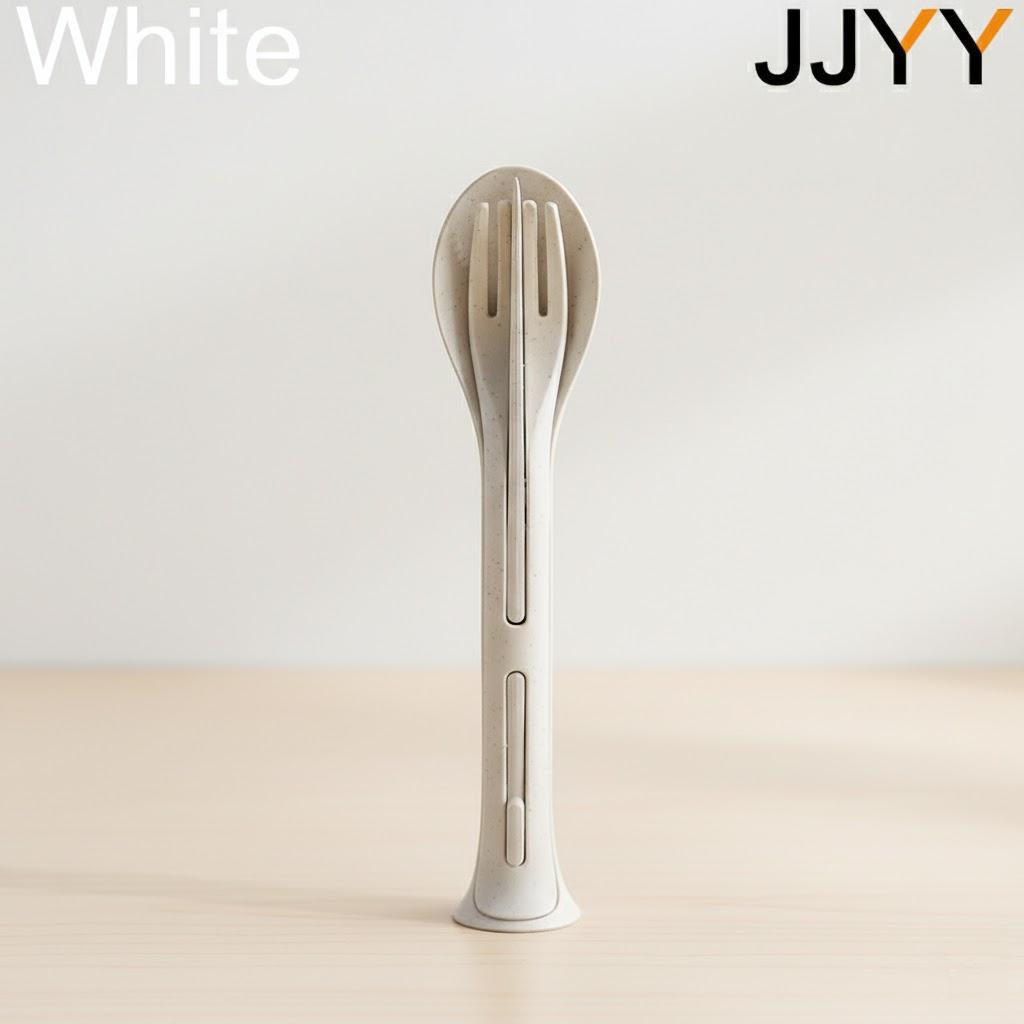 

Portable Eco-Friendly Wheat Straw Cutlery Set 3PCS Travel Dining Utensils Kitchen Tableware Set білий