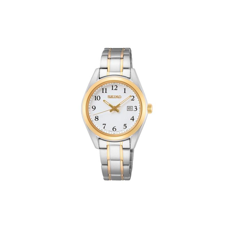 SEIKO 100 meters waterproof Quartz Steel Strap men s watch white dial SUR466P1 синий