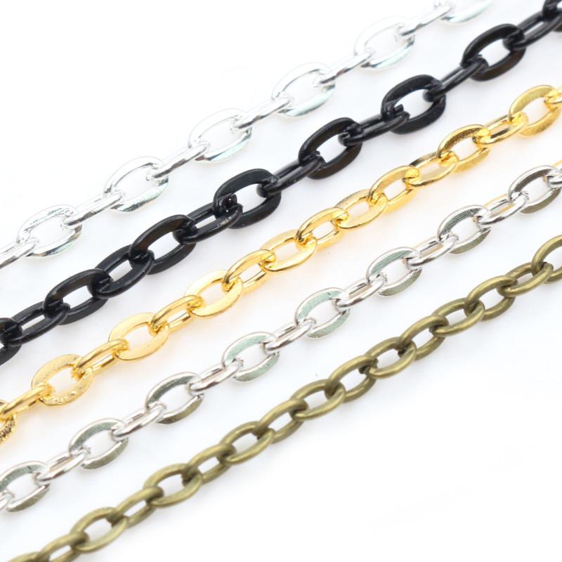 5 Meters/lot 3x2mm 4x3mm 5 Colors Plated Handmade Unwelded Iron Cable Chains DIY Jewelry Making Findings Accessories