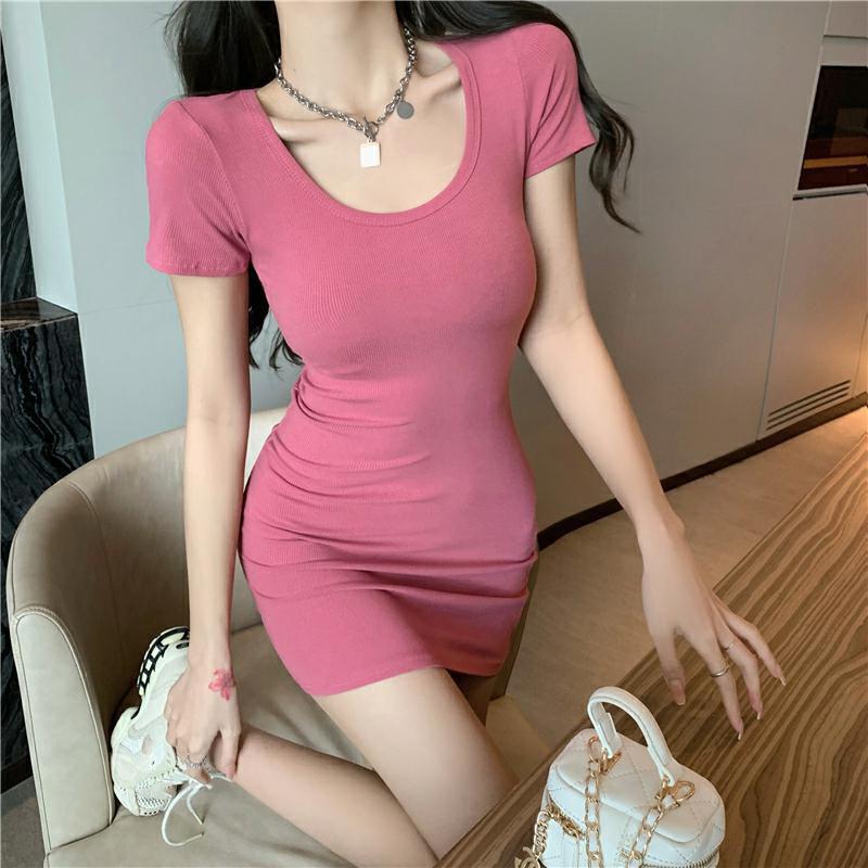 

Women s Summer Pink Tight Waist Dress one size рожевий