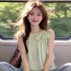 Summer New Commuter Style Mint Green Neck Sling Vest Women's Summer Fresh Sleeveless Top Super Fairy Lotus Leaf Edge