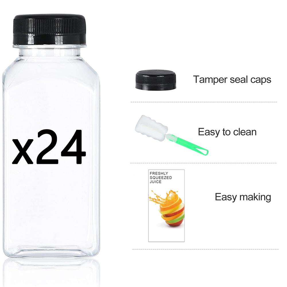 8oz Empty Plastic Bottles with Leak-Proof Caps Food Grade Recyclable Bulk Beverage Containers Clear PET Bottles for Homemade