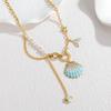 Bohemian Stainless Steel 18k Gold Shell Ocean Series Long Necklace, Fashionable and Versatile Titanium Steel Design