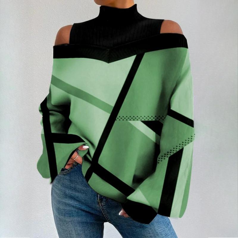 Modă Femei Casual Mânecă Lungă Gât Înalt Tricou și Top