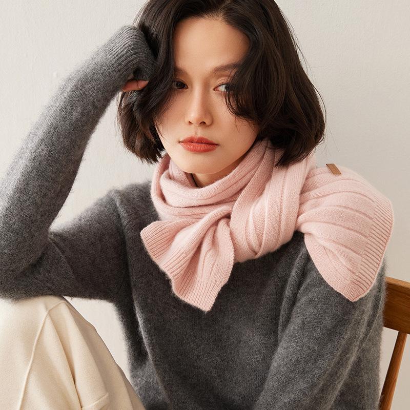 Women's 100% Pure Cashmere Scarf - New Autumn/Winter Style, High-Grade Solid Color, Warm and Stylish.