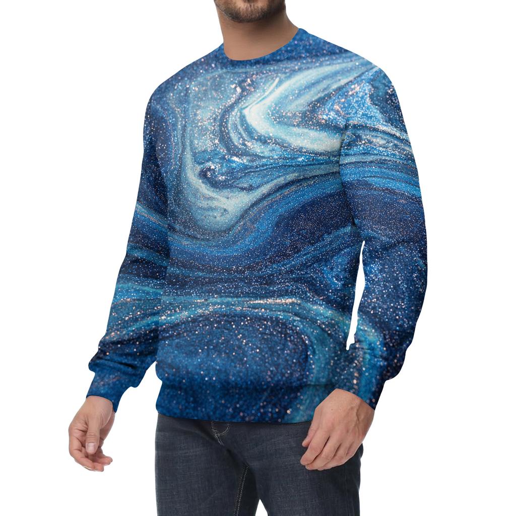 Men's Casual Fashion Printed Round Neck Pullover Sweatshirt