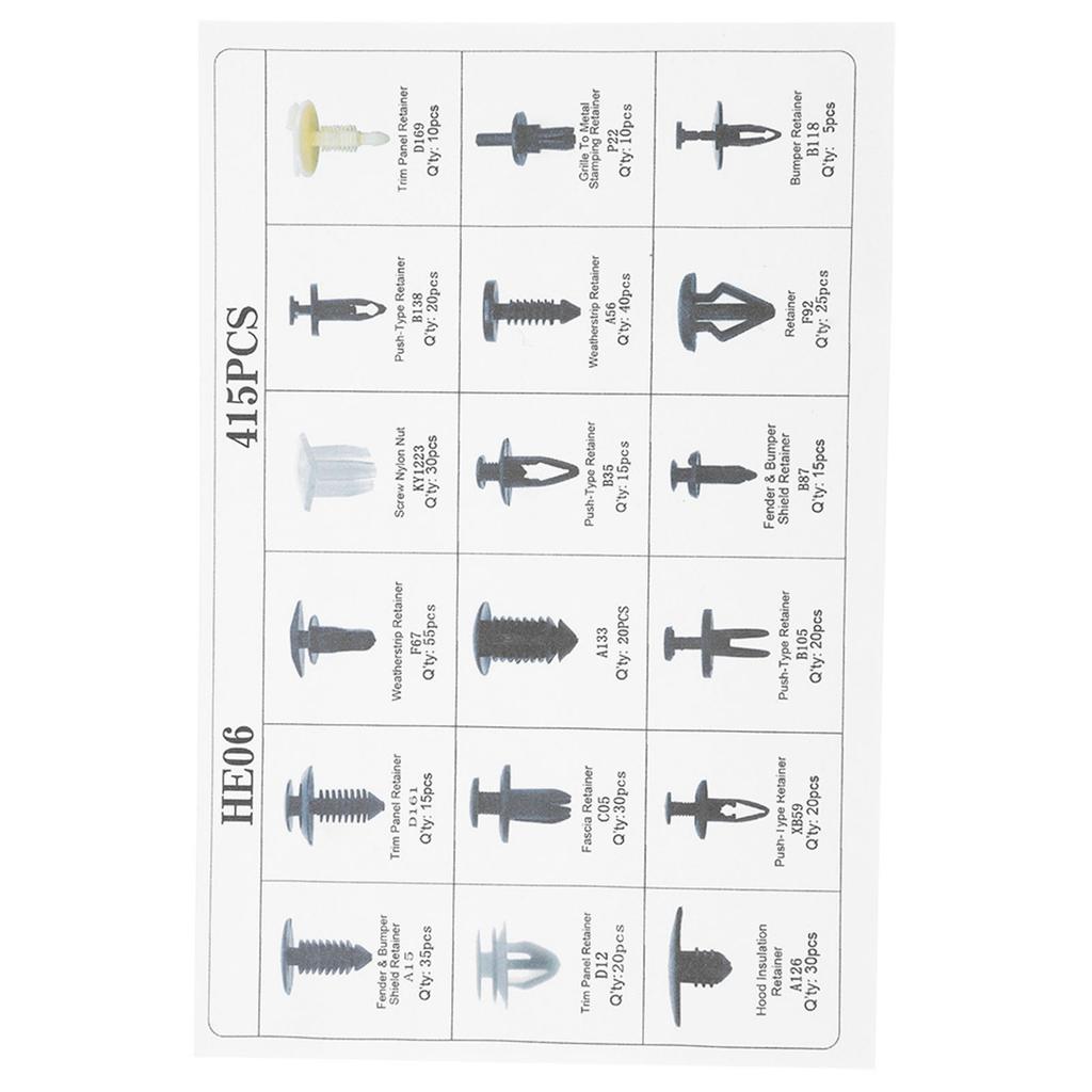 415Pcs 18 Sizes Assorted Clip Trim Car Push Pin Rivet Bumper Door Panel Retainer W  Screwdriver