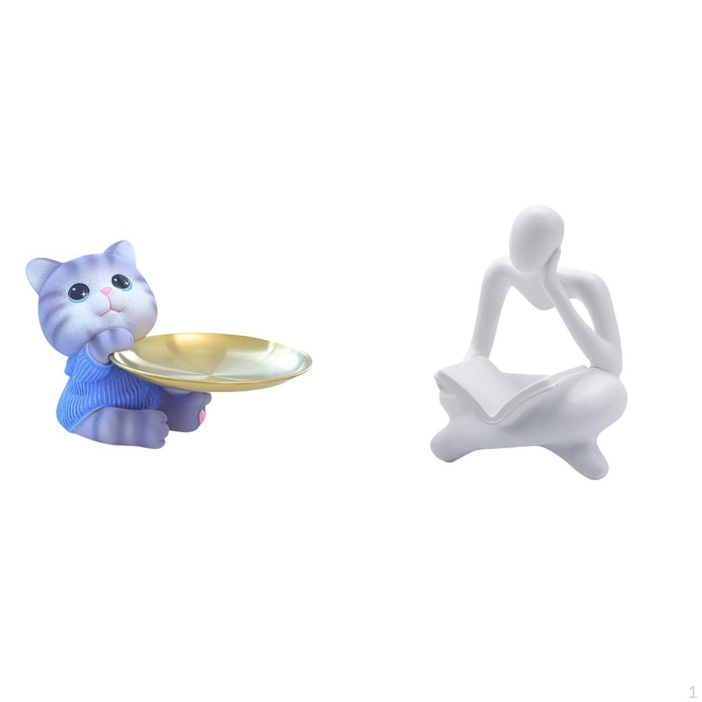 Modern Abstract Cat Resin Statue Tray for Dining Table Cabinet Shelf Jewelry Snacks Home Decor