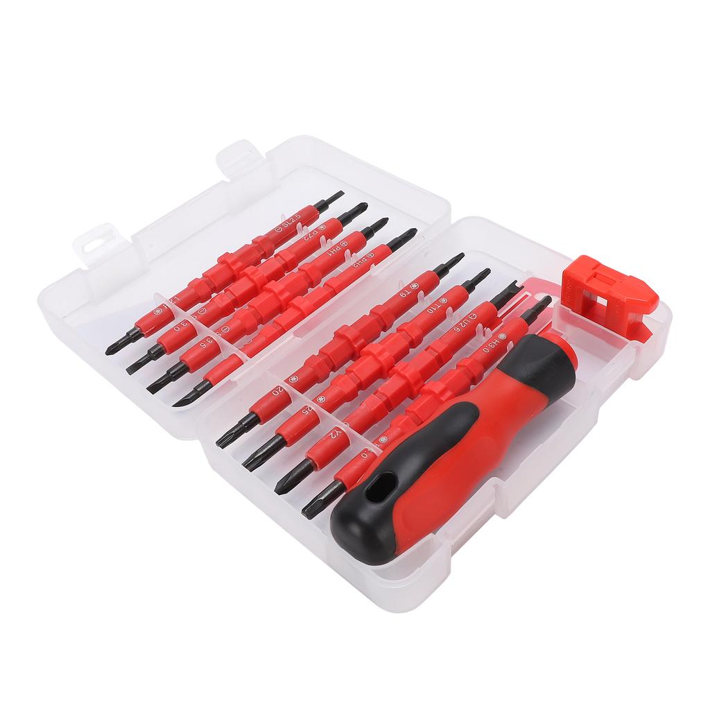 18-in-1 Electrician Screwdriver Set with CRV Bits, Insulated Screwdrivers, Non-Slip Handle, Storage Case, Repair Kit for Home and Workshop