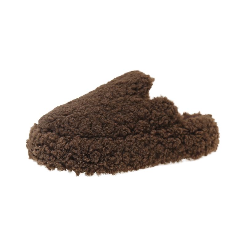 Fashion Winter New Baotou Slippers Women's Fashion Round Head Deep Mouth Suede Thick Soles Anti-slip Wear-resistant Flat Shoes