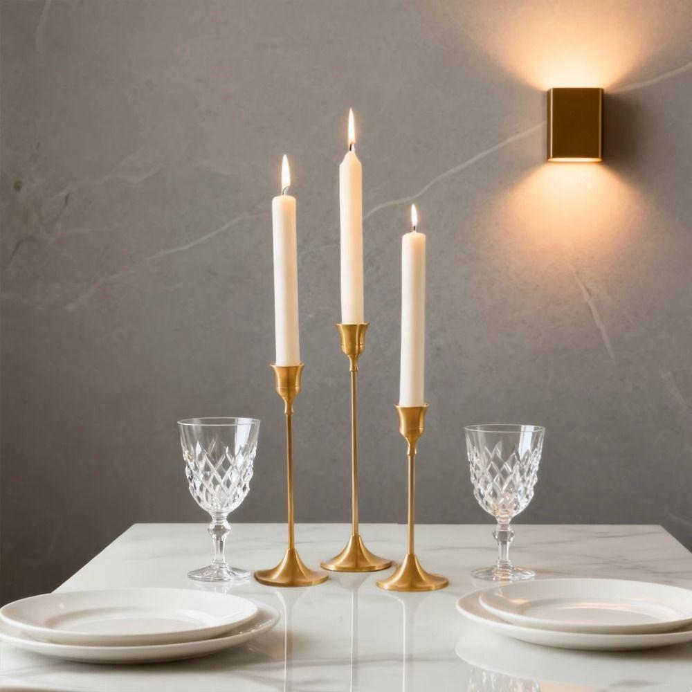 3Pcs European Style Romantic Candle Stand Gold Plated Wedding Candelabra Set Home Decor
