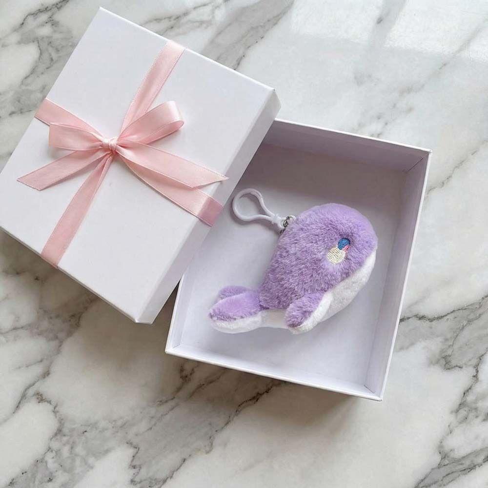 Fluffy Soft Whale  Plush Doll Metal Ring Whale Plush Key Ring Whale Plush Pendant  Women Girls