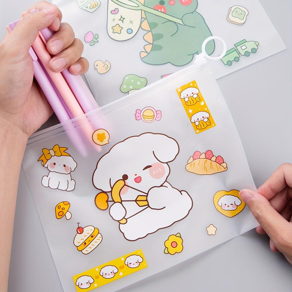 10 Large-capacity Cartoon Animal Square Zipper File Bags Set Pencil Organizer