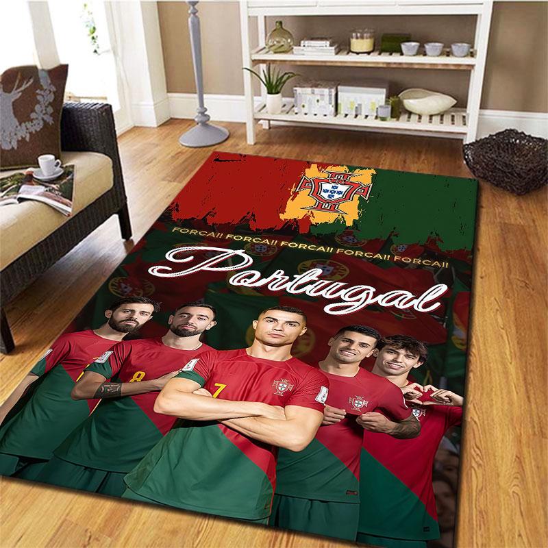 Portugal Nationalmannschaft Teppich für Wohnzimmer Schlafzimmer Zuhause Sofadekoration, Kinder spielen Rutschfeste Bodenmatte