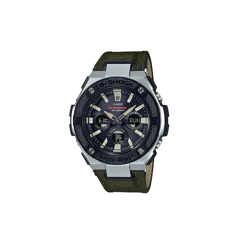 

Casio G-STEEL series-S disc double display fashionable retro street layered protective structure G-STEEL quartz movement fabric strap GST-S330AC-3A чёрный