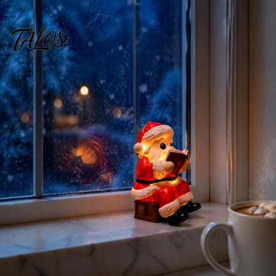 Desktop Holiday Accents Santa Claus Night Light, Resin Christmas Tabletop Ornament with Window Display Warm LED Lighting, Bedroom Bedside Table