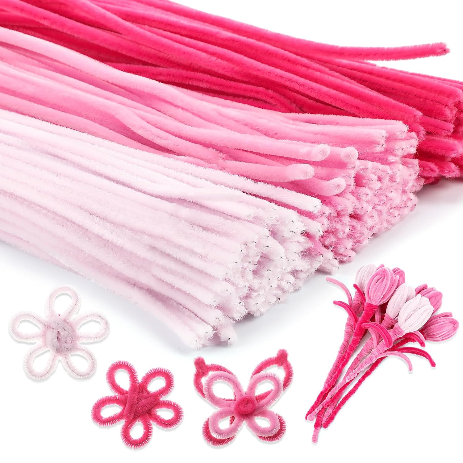 150 шт. Розовые синельные палочки для поделок, 6 мм Розовые синельные палочки оптом для DIY арт-проектов, Цветочная комната, Креативные материалы, Упаковочная часть