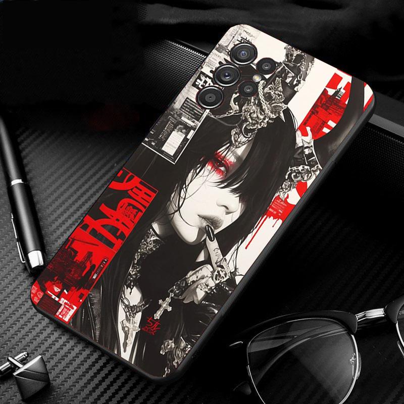 

Phone Case For Samsung Galaxy S25 S24 S23 S22 S21 Ultra S24 S23 S22 S21 S25 Plus S24 S20 FE Anime Girl With Oni Mask S24Ultra