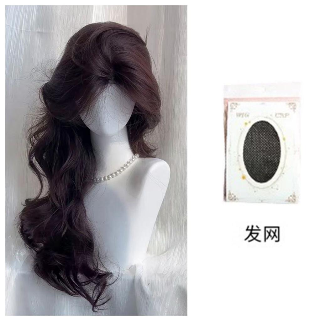 Lolita Black Wig for Women Long Wavy Hair 75cm Curly Wig with Bangs Cosplay Headband Wigs Synthetic Wigs for Daily Use