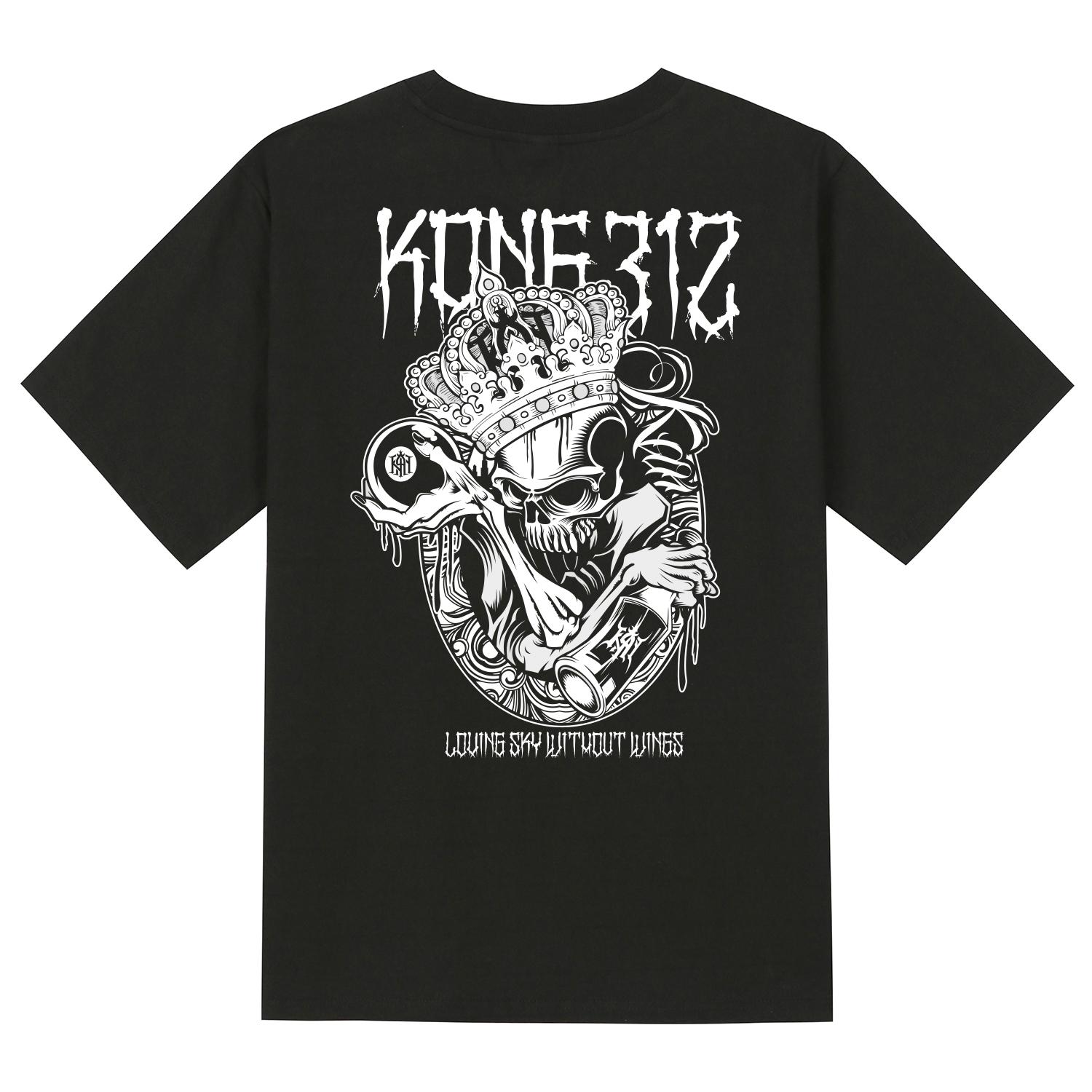 Khan 6312 Ktb0097 King Skull Short Sleeve T-Shirt - Black Black/Xl