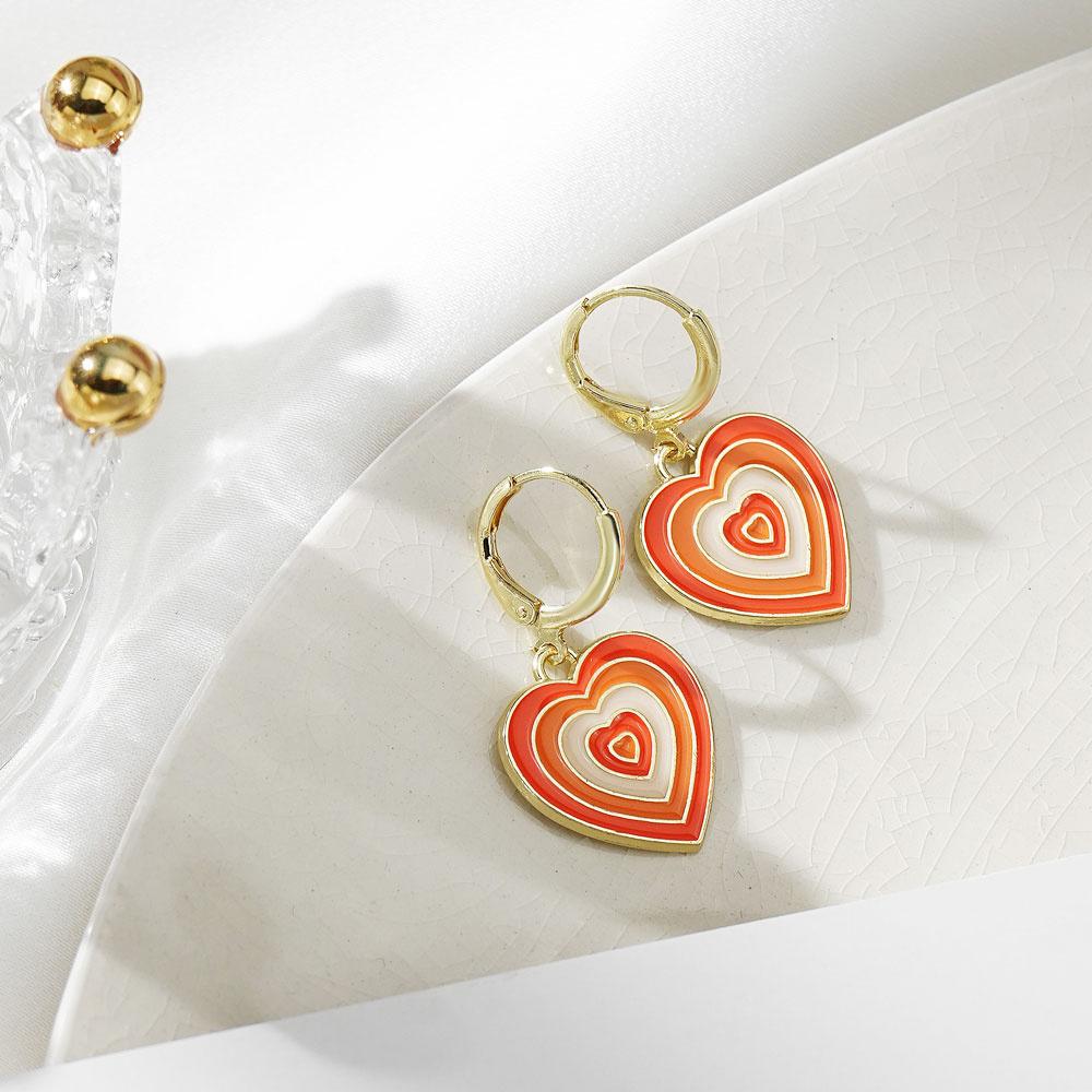 Heart-shaped Colorful Drop Earrings Women