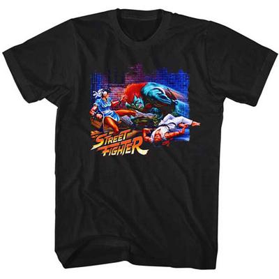 Street Fighter Alley Fight Slim Fit Schwarzes Unisex-T-Shirt