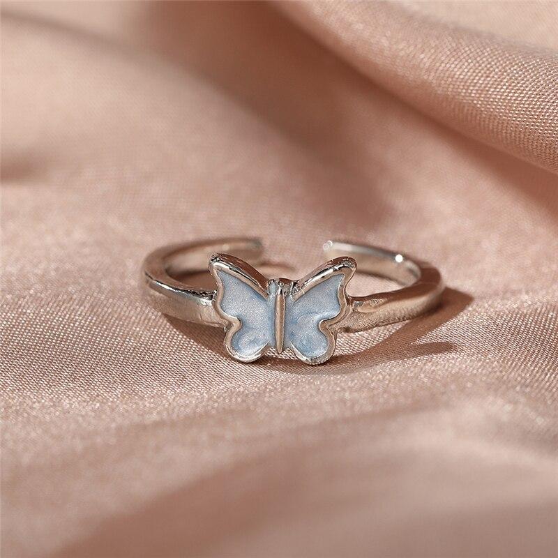 iF ME Trendy Heart Shape Rings for Women Exquisite Colorful Green Glossy Metal Rings Wholesale Jewelry