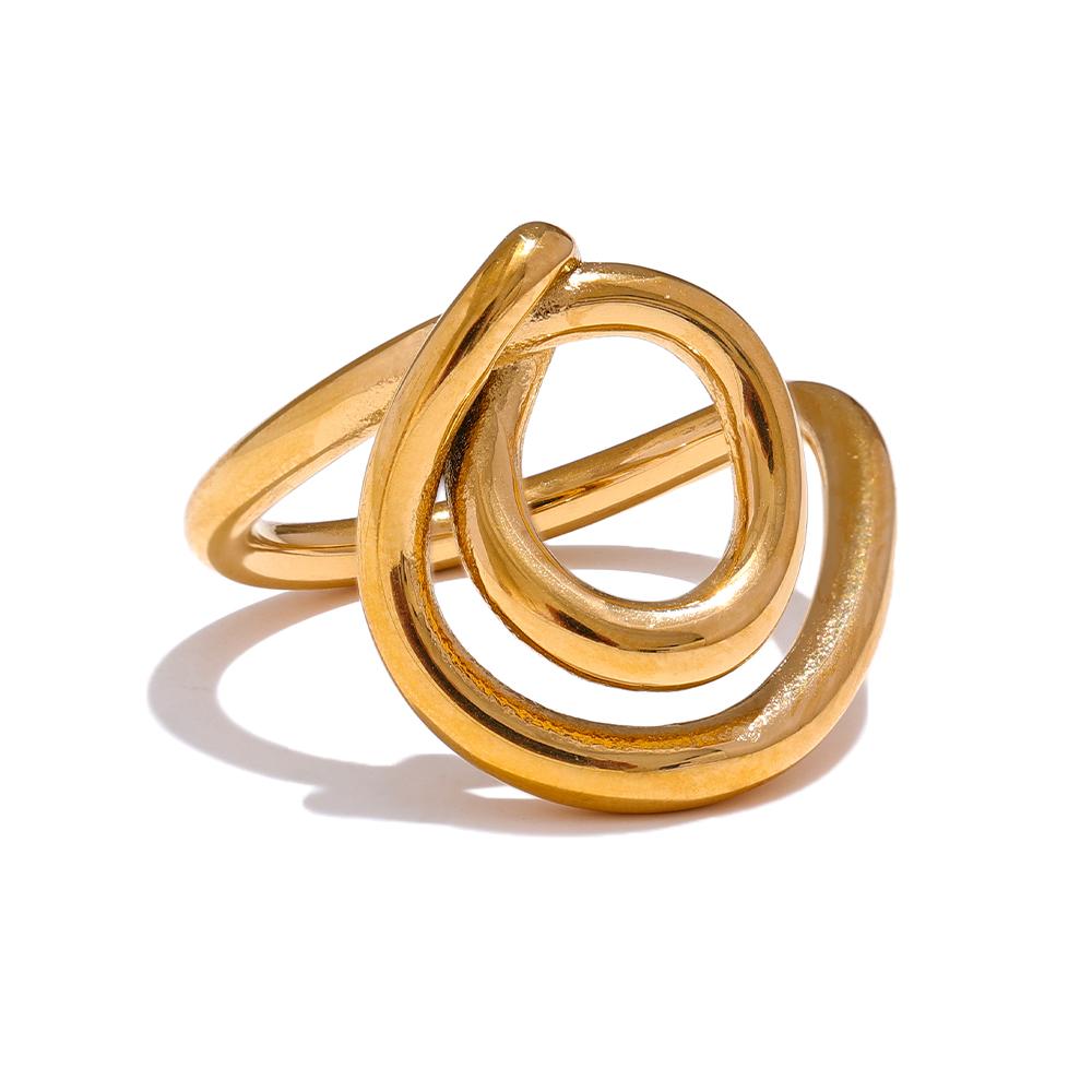 

Yhpup Statement 316L Stainless Steel Geometric Line Unusual Ring Gold Color Rust Proof Attractive Fashion Jewelry for Women 6