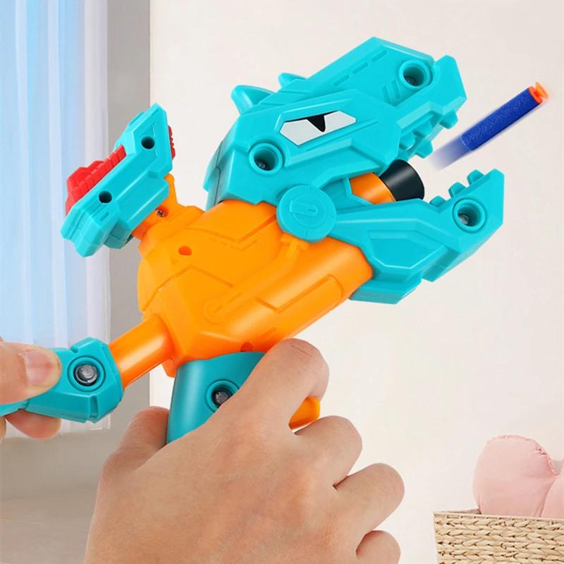 Mini Dinosaur Soft Bullet Gun Toys Manual Loading Children Outdoor Sports Shooting Game Kids Pistol Guns Toy Christmas Gift