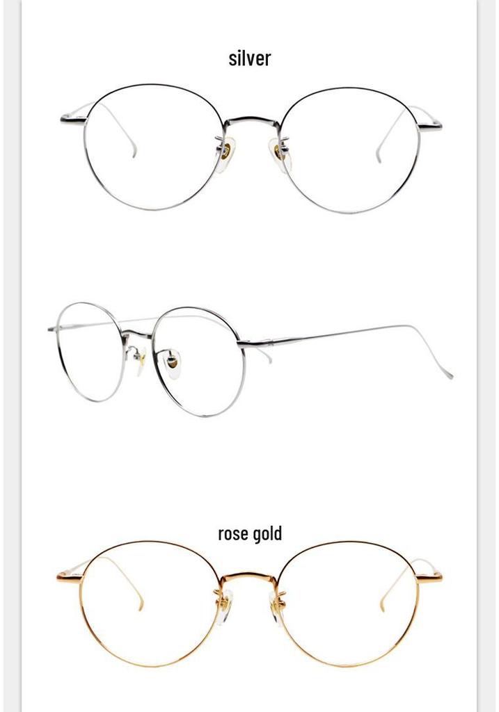 Ultra-Light Round Pure Titanium Glasses Frame with Anti-Blue Light Lenses for Men & Women
