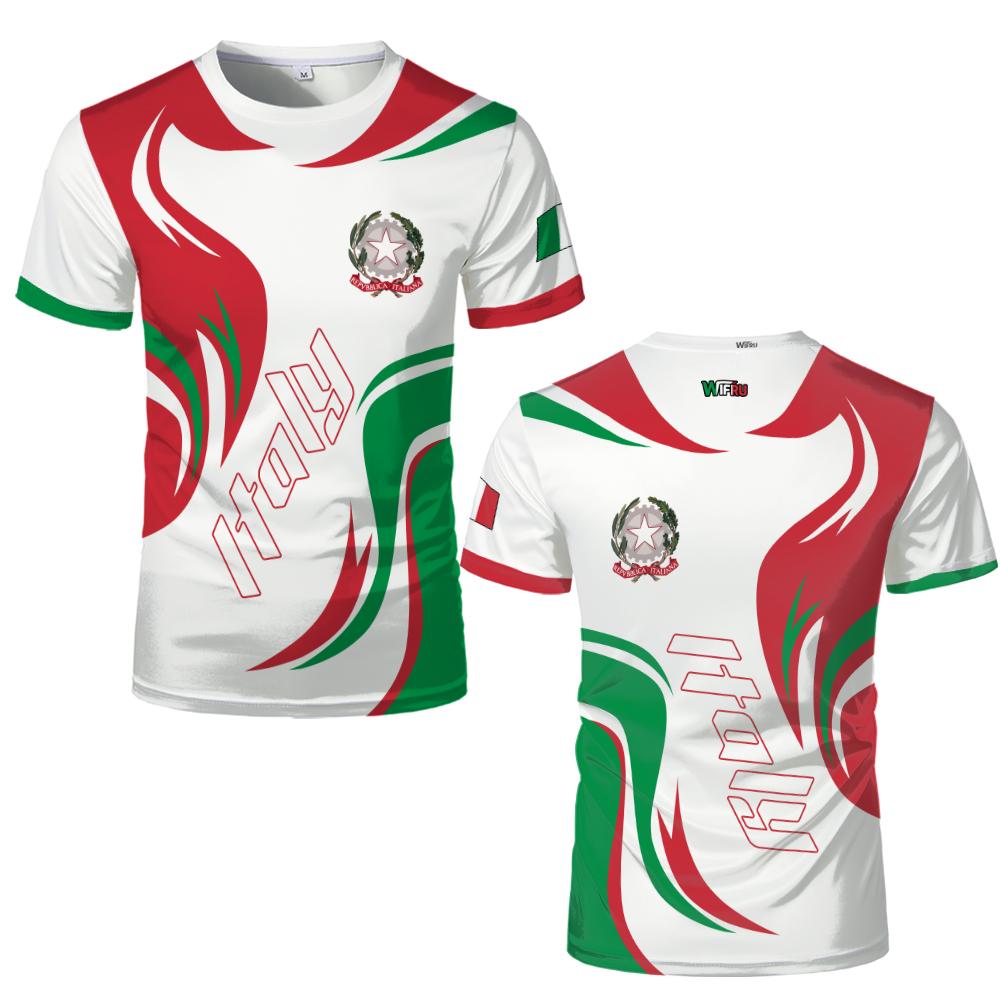 Italy Flag Print Football T-shirt Italian Outdoor Sports Quick-drying Breathable Jersey Men's and Women's Casual Streetwear