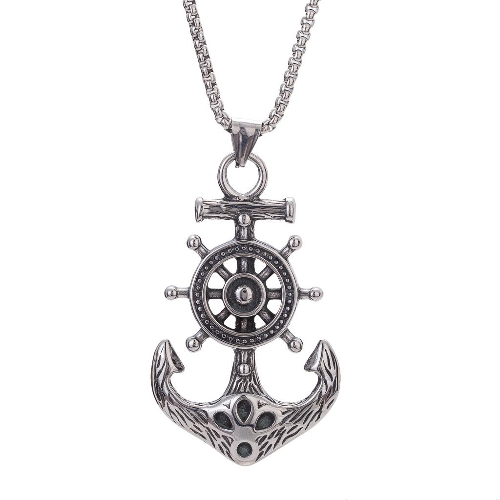 European and American Street Trendy Men's Versatile Anchor Pendant Solid Punk Hip-hop Style Long Necklace Jewelry