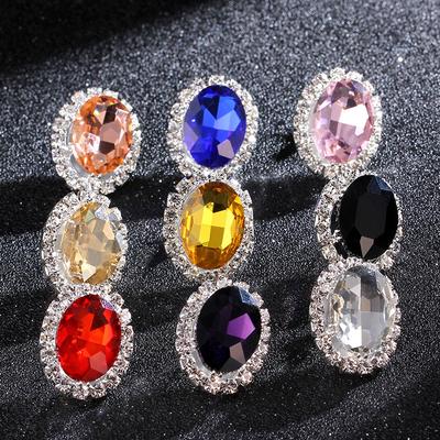 Oval Rhinestone Earrings Premium Luxury Sparkling Crystal Earrings High-end Women's Earrings 1 Pair